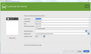 create new blank activity